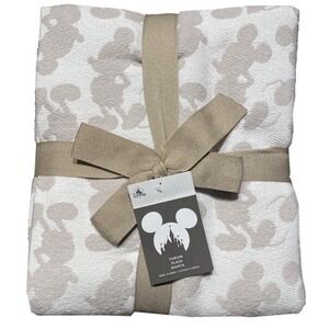 Disney Throw Blanket - Homestead Mickey - Tan & White- New W/Tags